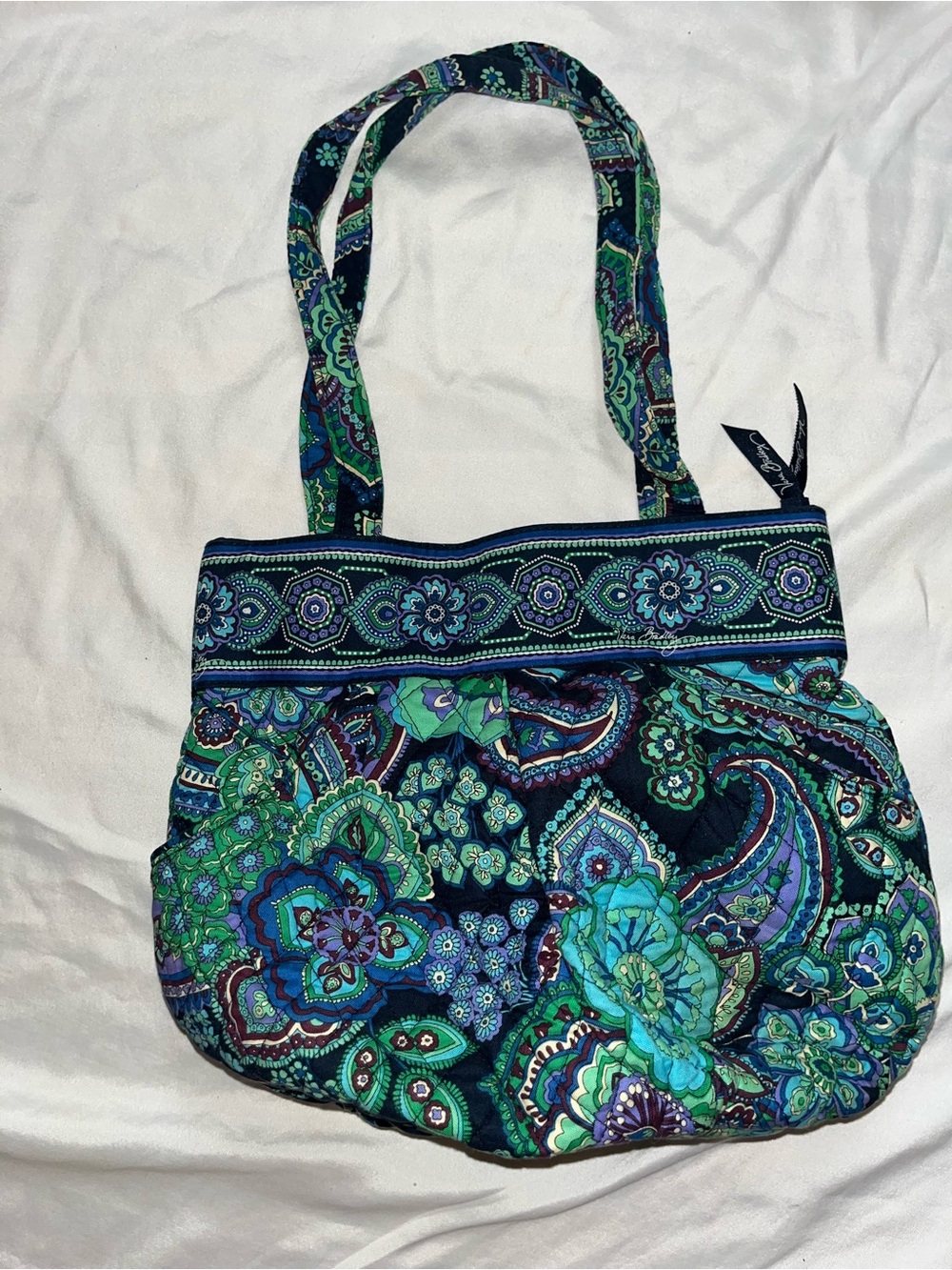 Vera Bradley Teal & Navy Floral Paisley Shoulder Bag